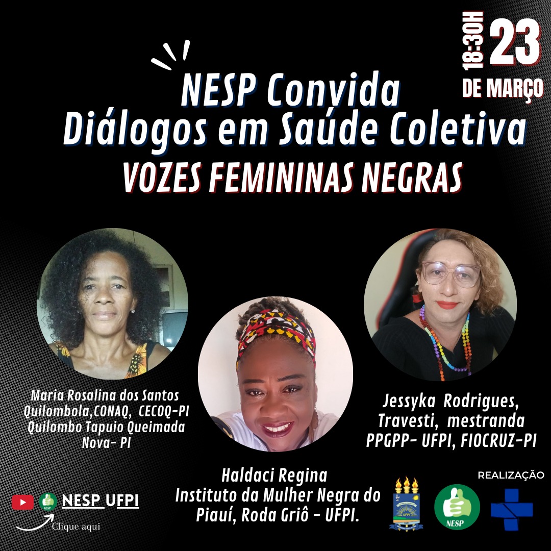 Folder NESP CONVIDA DIÁLOGOS EM SAÚDE COLETIVA VOZES FEMININAS NEGRA 24 02